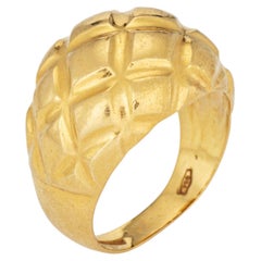 Vintage Sculptural Wide Band Ring Sz 6 18k Gold Textured Dome Geometric Jewelry