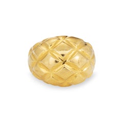 Vintage Sculptural Wide Band Ring Sz 6 18k Gold Textured Dome Geometric Jewelry