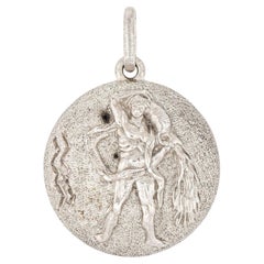 Vintage 70s Pendant Gianmaria Buccellati Aquarius Zodiac Charm Sterling Silver