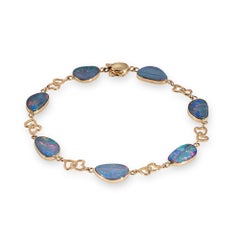Vintage Australian Opal Bracelet 14k Gold Freeform Boulder Opals Heart Jewelry