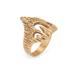 Vintage Brutalist Modernist Ring 18k Gold Abstract Sculptural Statement Ring