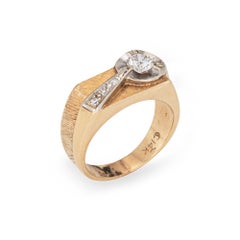 70s Vintage Diamond Shooting Star Ring Sz 5 Band 14k Gold Celestial Jewelry