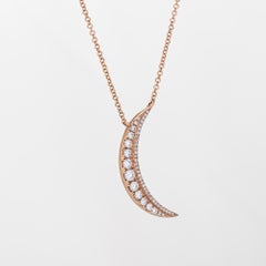 Opal Diamond Crescent Moon Pendant 14k Gold Celestial Jewelry Estate Fine