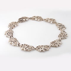 Vintage Ilias Lalaounis Sterling Silver Necklace 16" Choker Wide Knot Links