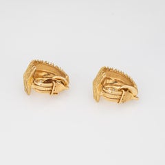 Boucles d'oreilles Cartier vintage des années 70, en or jaune 18 carats, texturées, à clip, de style sculptural