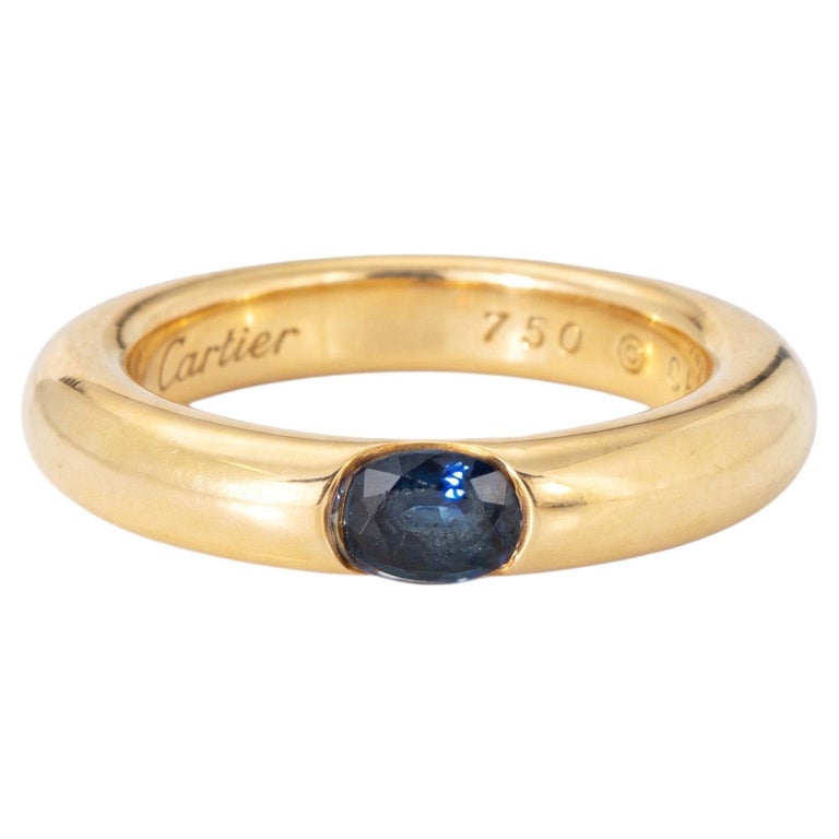Cartier c1992 Cartier Ellipse Sapphire Band Sz 6.25 Ring EU 53 18k Gold Signed Jewelry