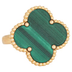 Van Cleef & Arpels Malachite Ring Magic Alhambra Sz 6.25 18k Yellow Gold Estate