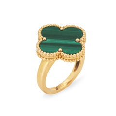 Van Cleef & Arpels Malachite Ring Magic Alhambra Sz 6.25 18k Yellow Gold Estate