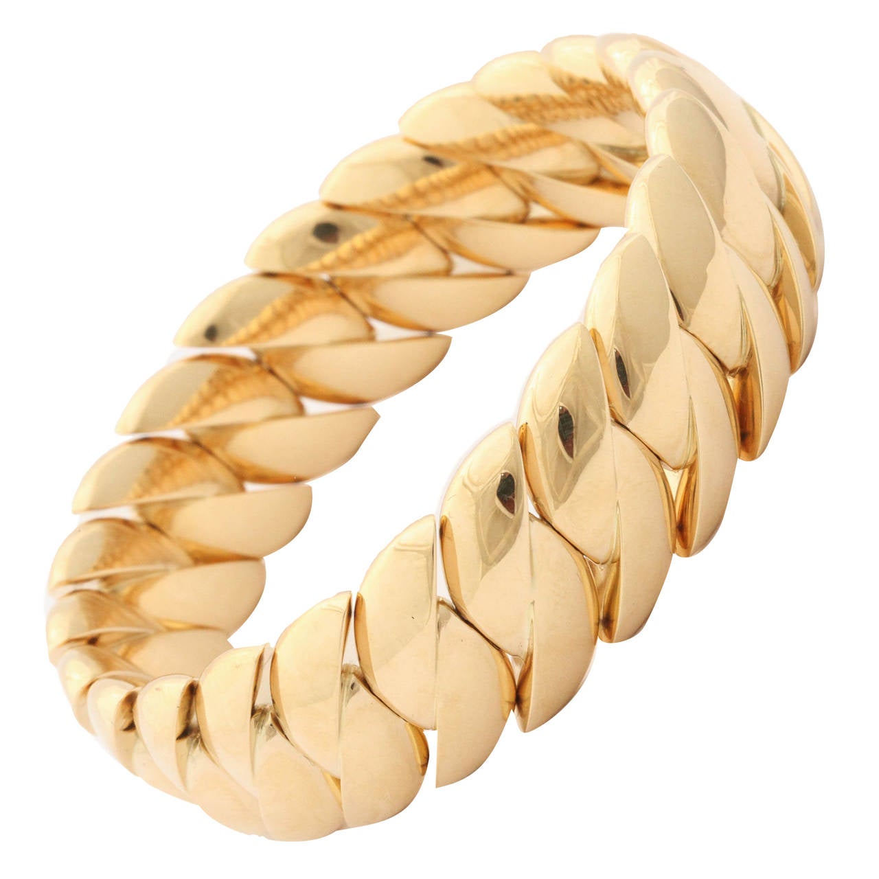 Expandable Gold Curb Link Bangle Bracelet