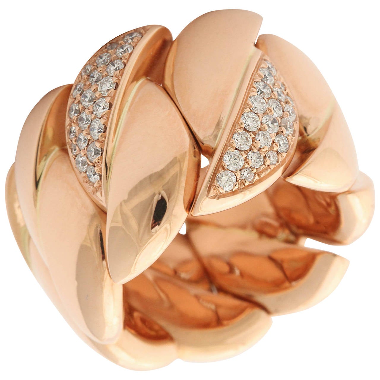 Diamond Gold Expandable Link Band Ring For Sale