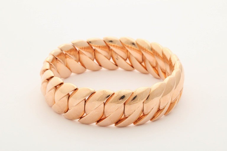 Expandable Gold Curb Link Bangle Bracelet 1