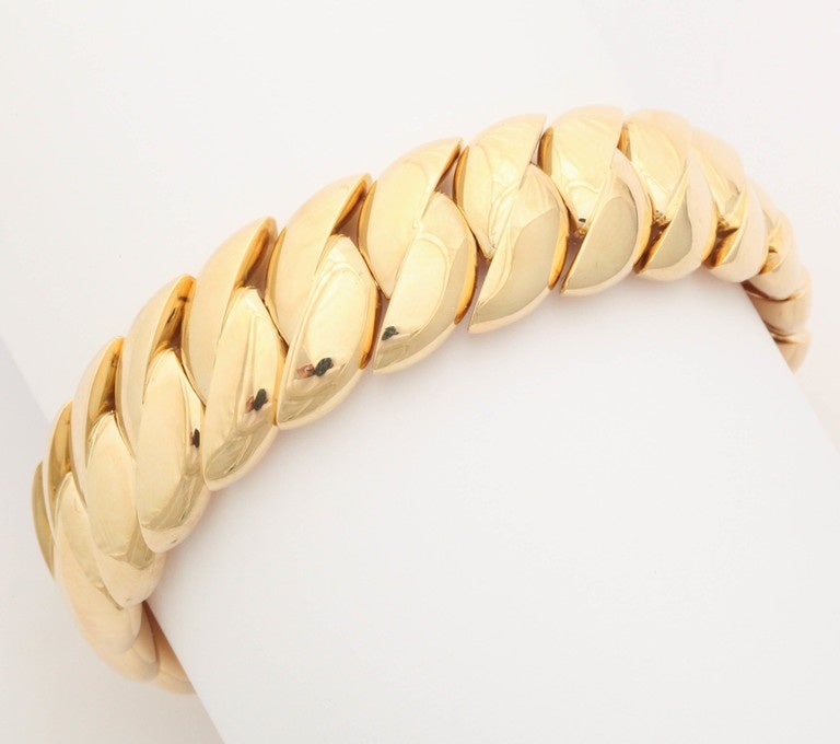 Contemporary Expandable Gold Curb Link Bangle Bracelet