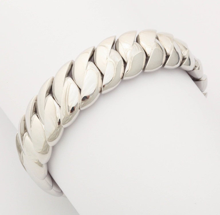 Contemporary Expandable Gold Curb Link Bangle Bracelet