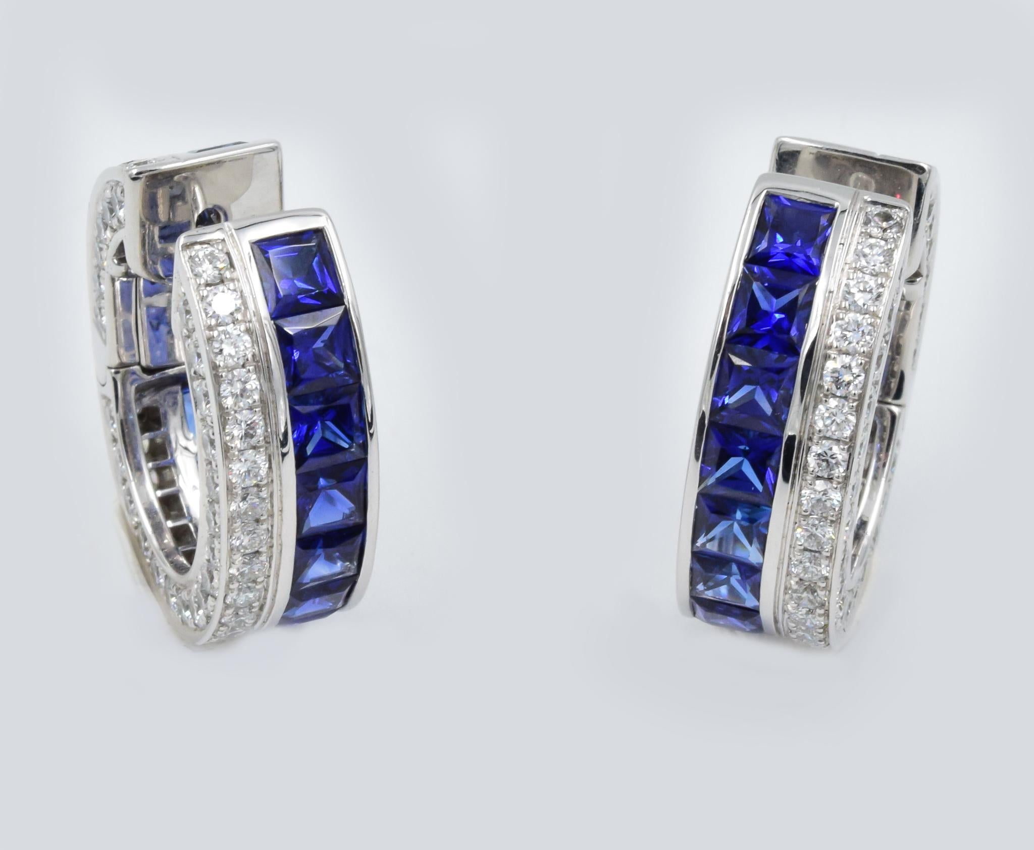 Robert Procop Dark Blue Sapphire Masterpiece Clutch Earrings in Platinum 3