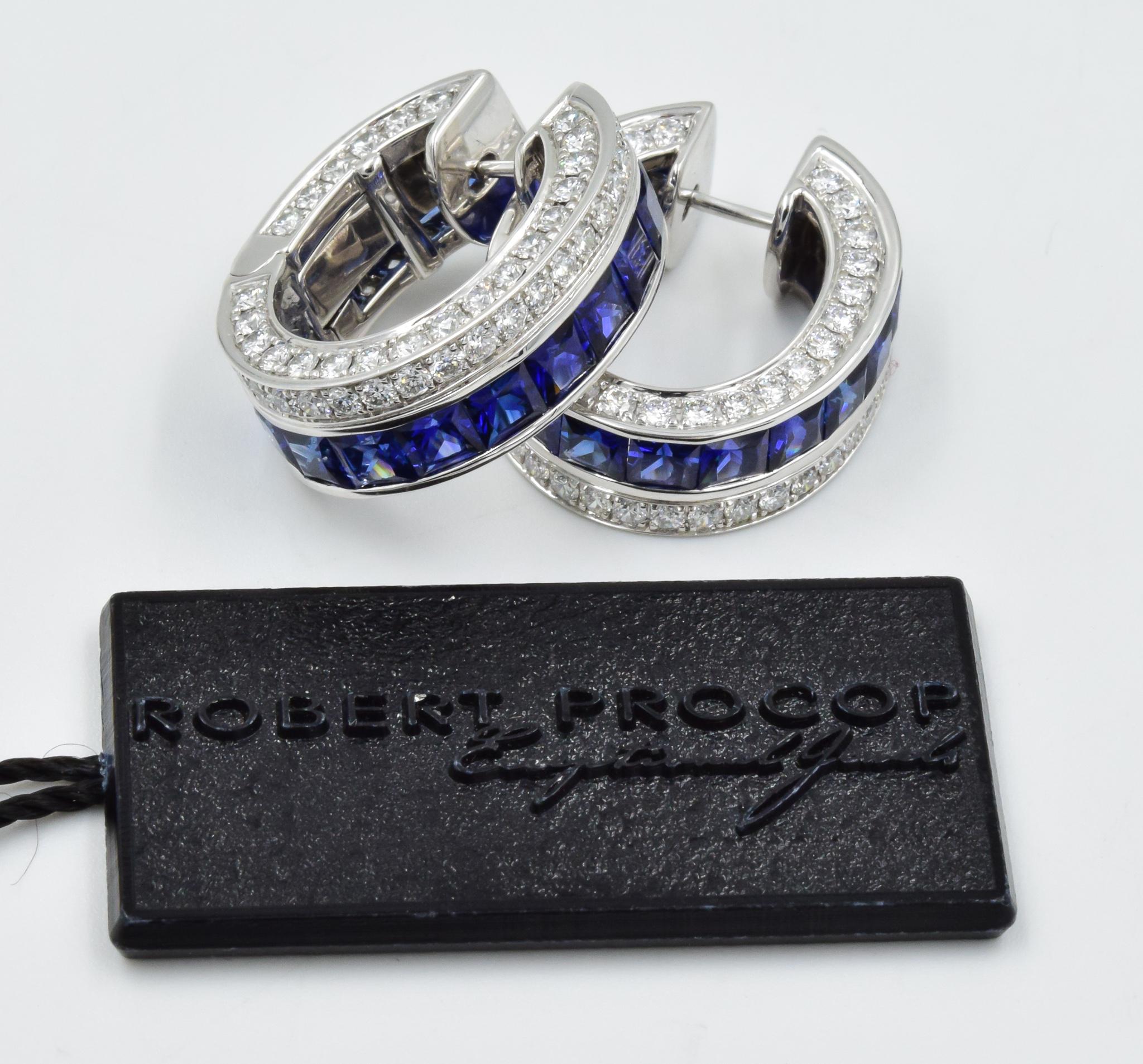 Robert Procop Dark Blue Sapphire Masterpiece Clutch Earrings in Platinum 5