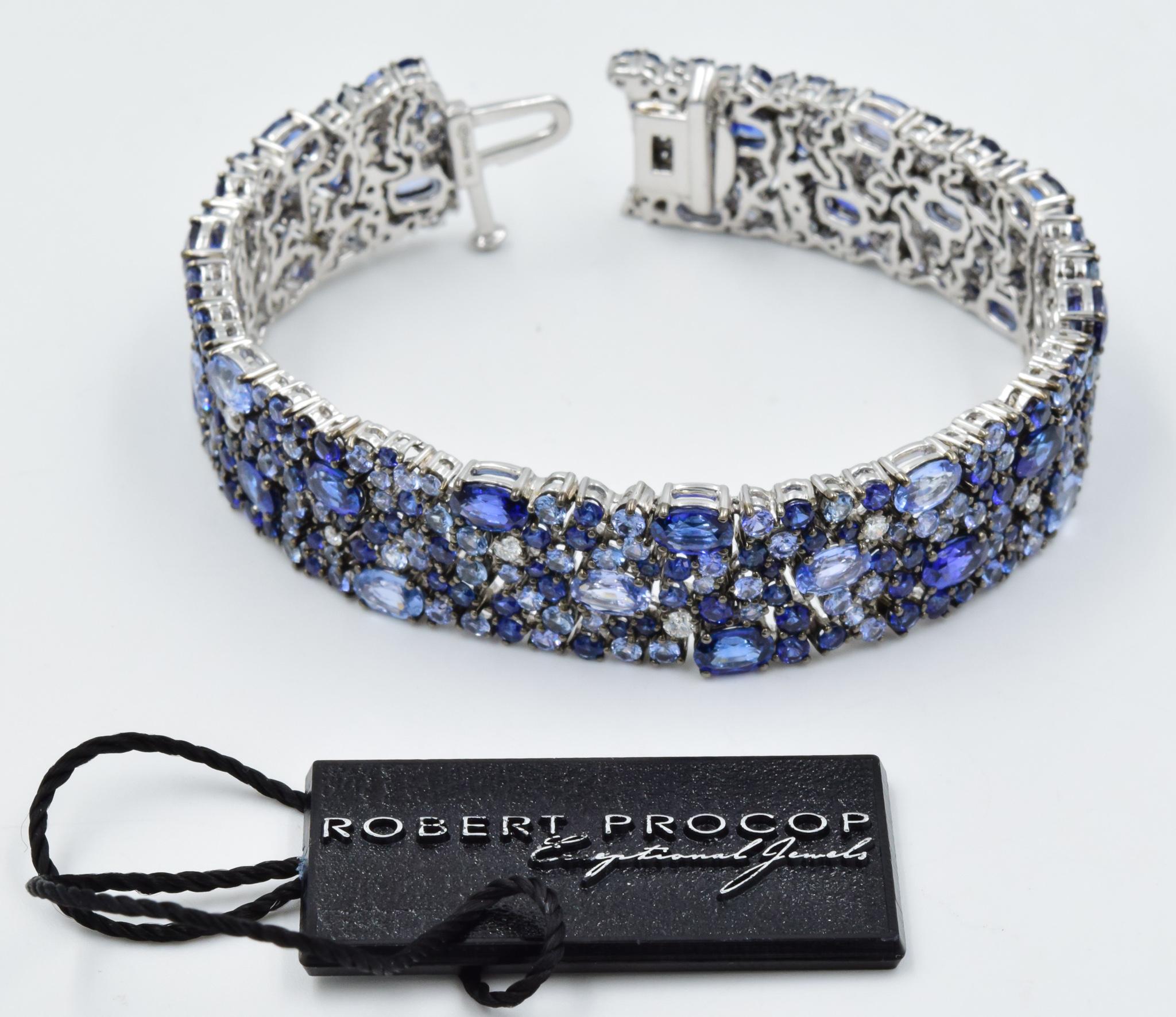 Robert Procop American Glamour Bracelet - Dark and Light Blue Sapphire in 18k 2