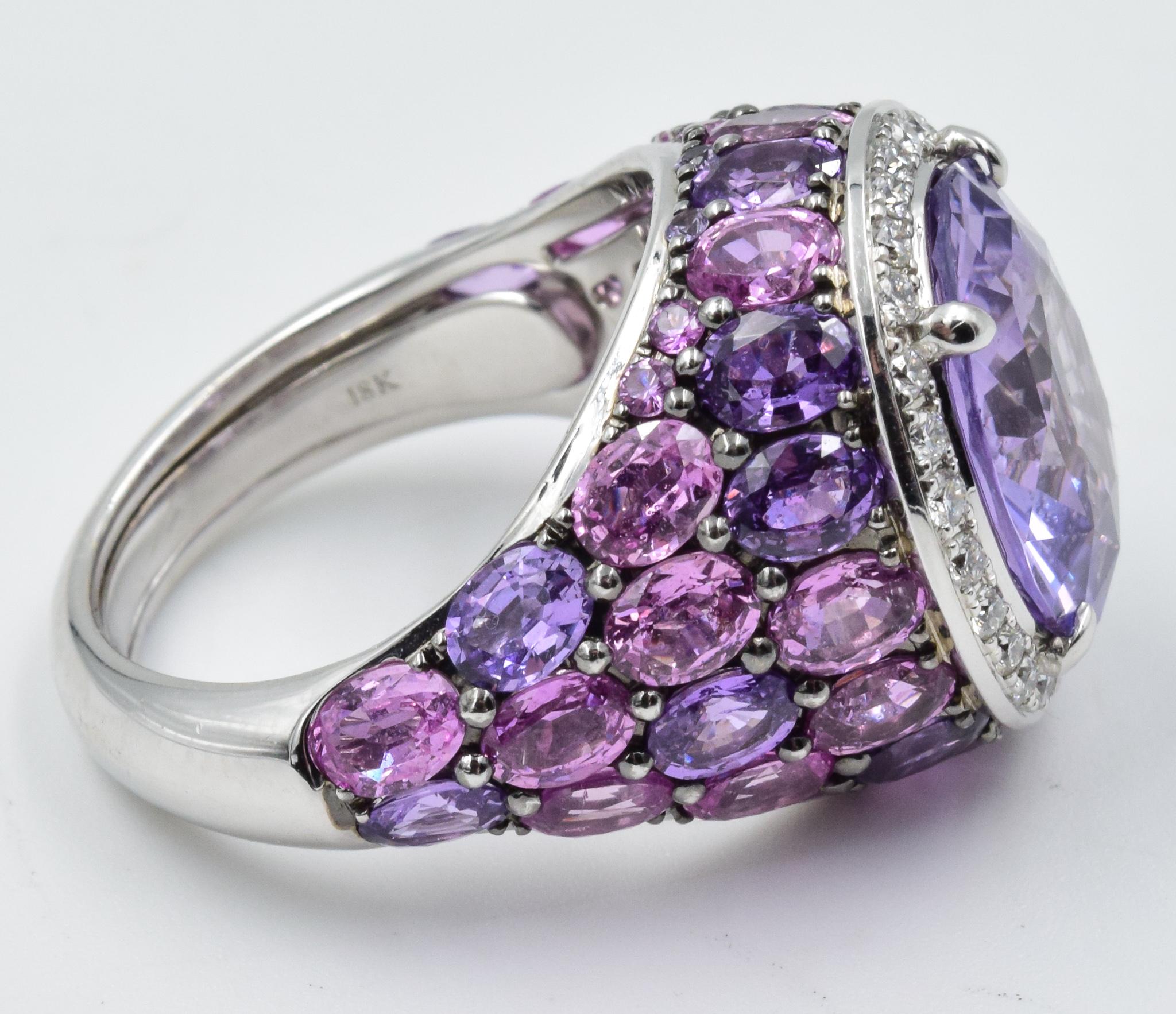 Oval Cut Robert Procop American Glamour Purple and Pink Sapphire Ring in 18 Karat