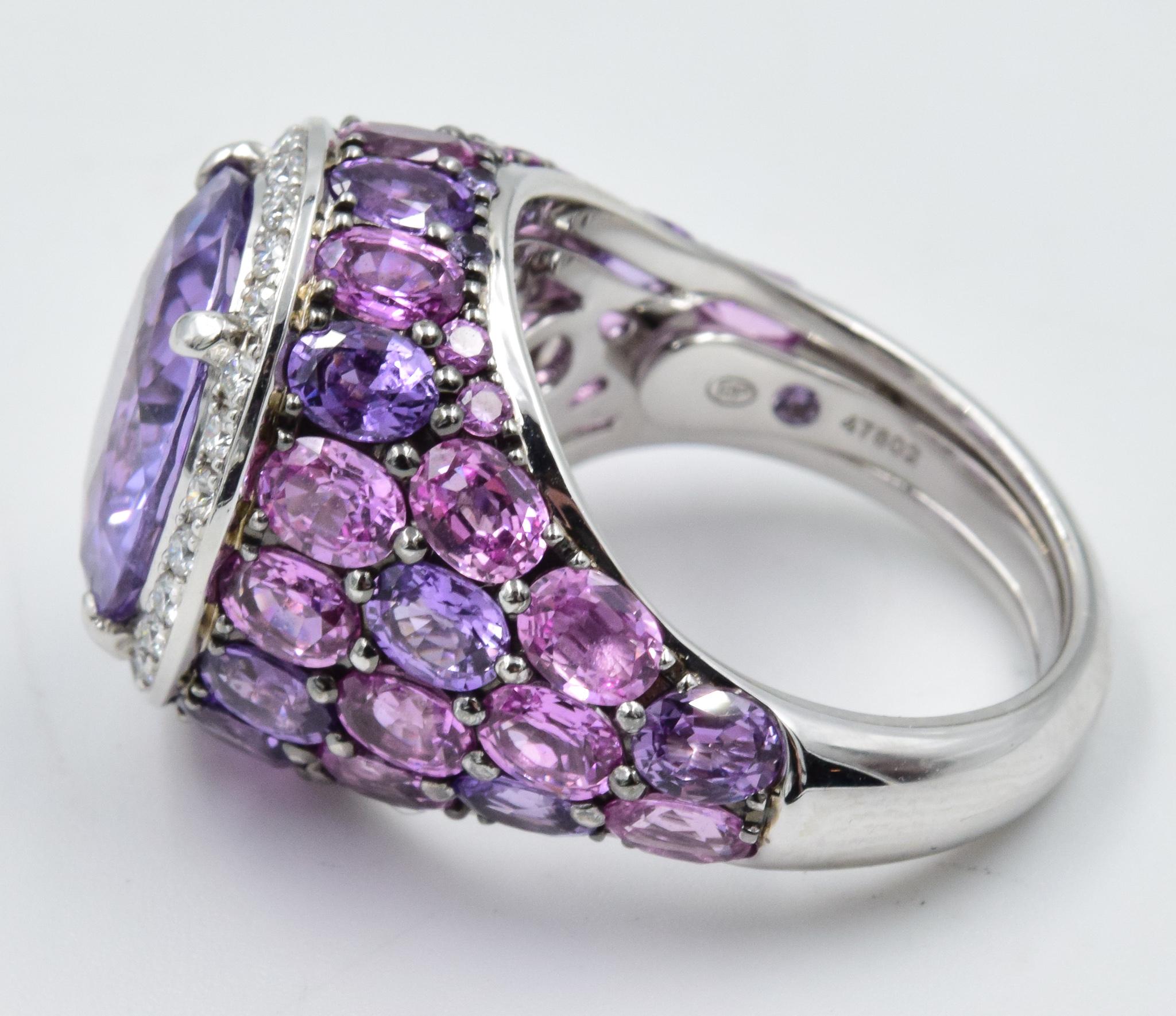 Robert Procop American Glamour Purple and Pink Sapphire Ring in 18 Karat In New Condition In Carmel, IN