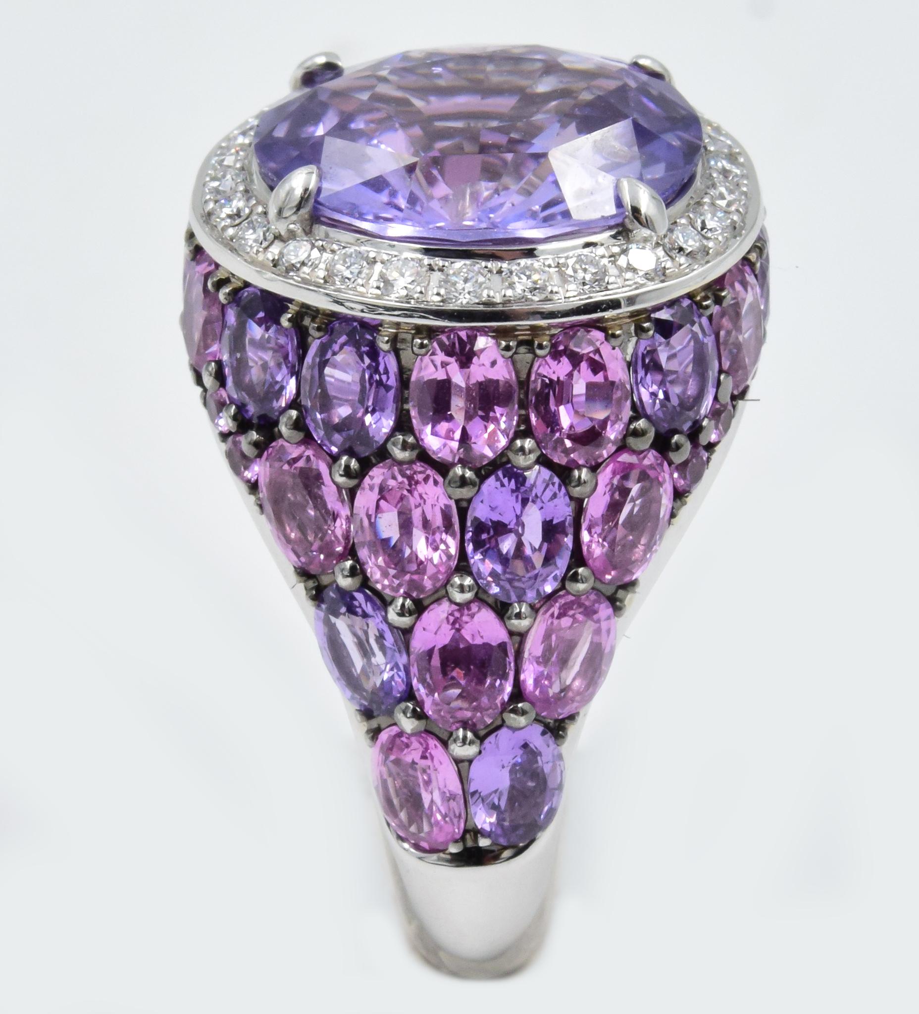 Robert Procop American Glamour Purple and Pink Sapphire Ring in 18 Karat 1