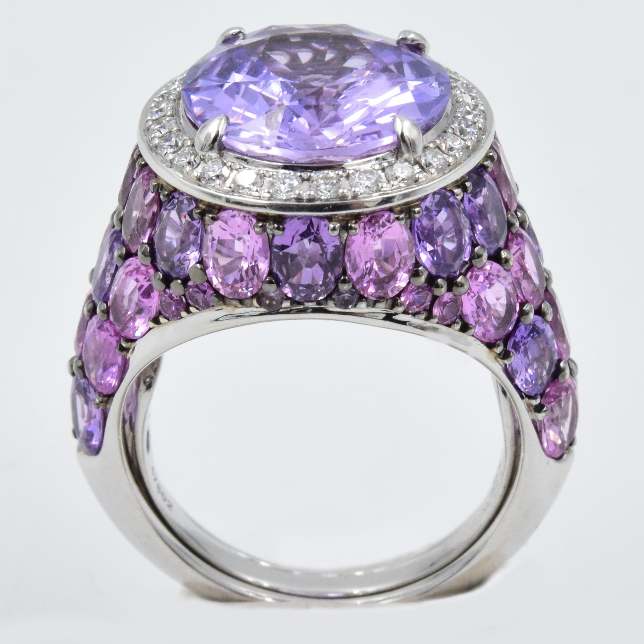 Robert Procop American Glamour Purple and Pink Sapphire Ring in 18 Karat 2
