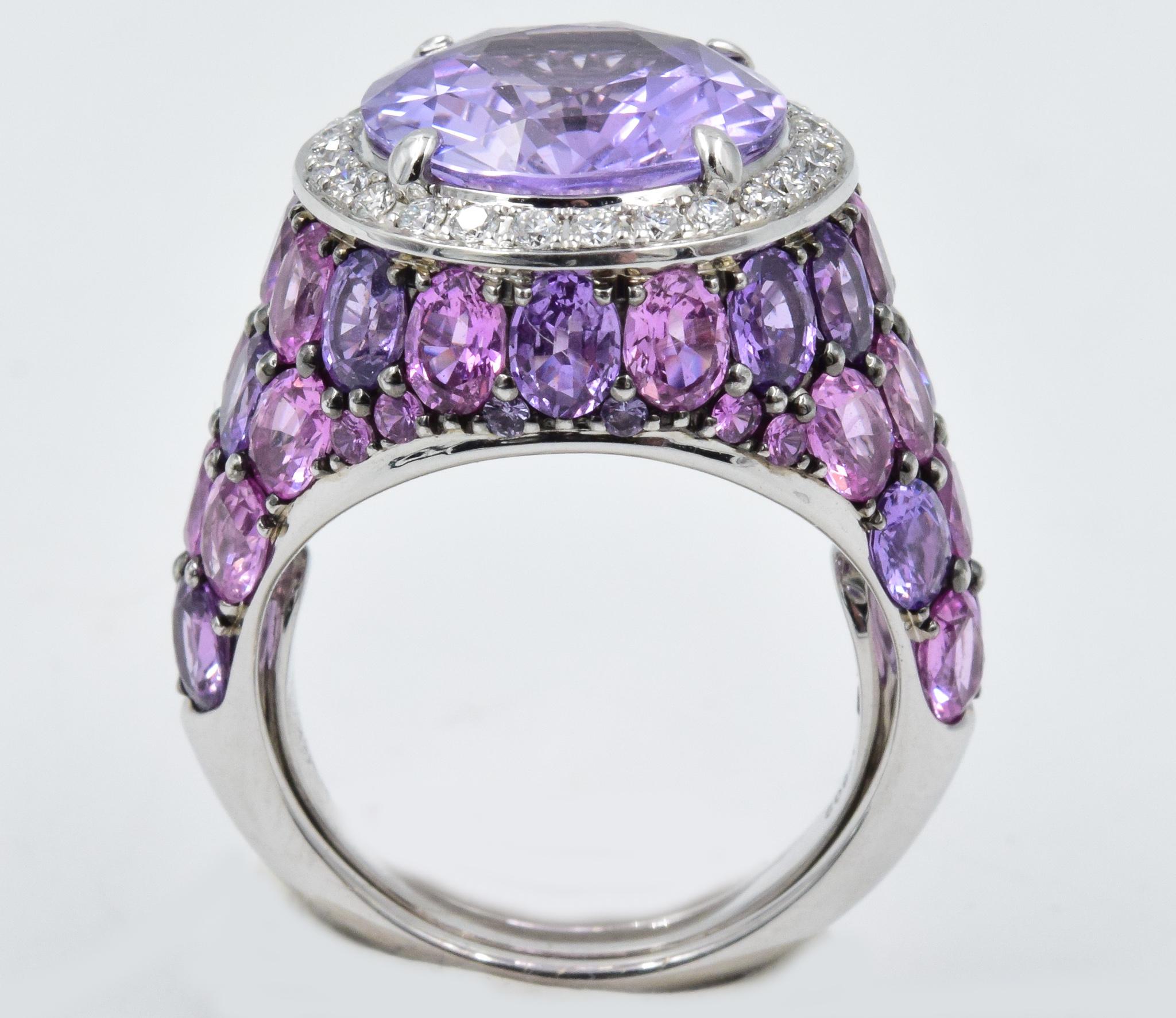 Robert Procop American Glamour Purple and Pink Sapphire Ring in 18 Karat 3