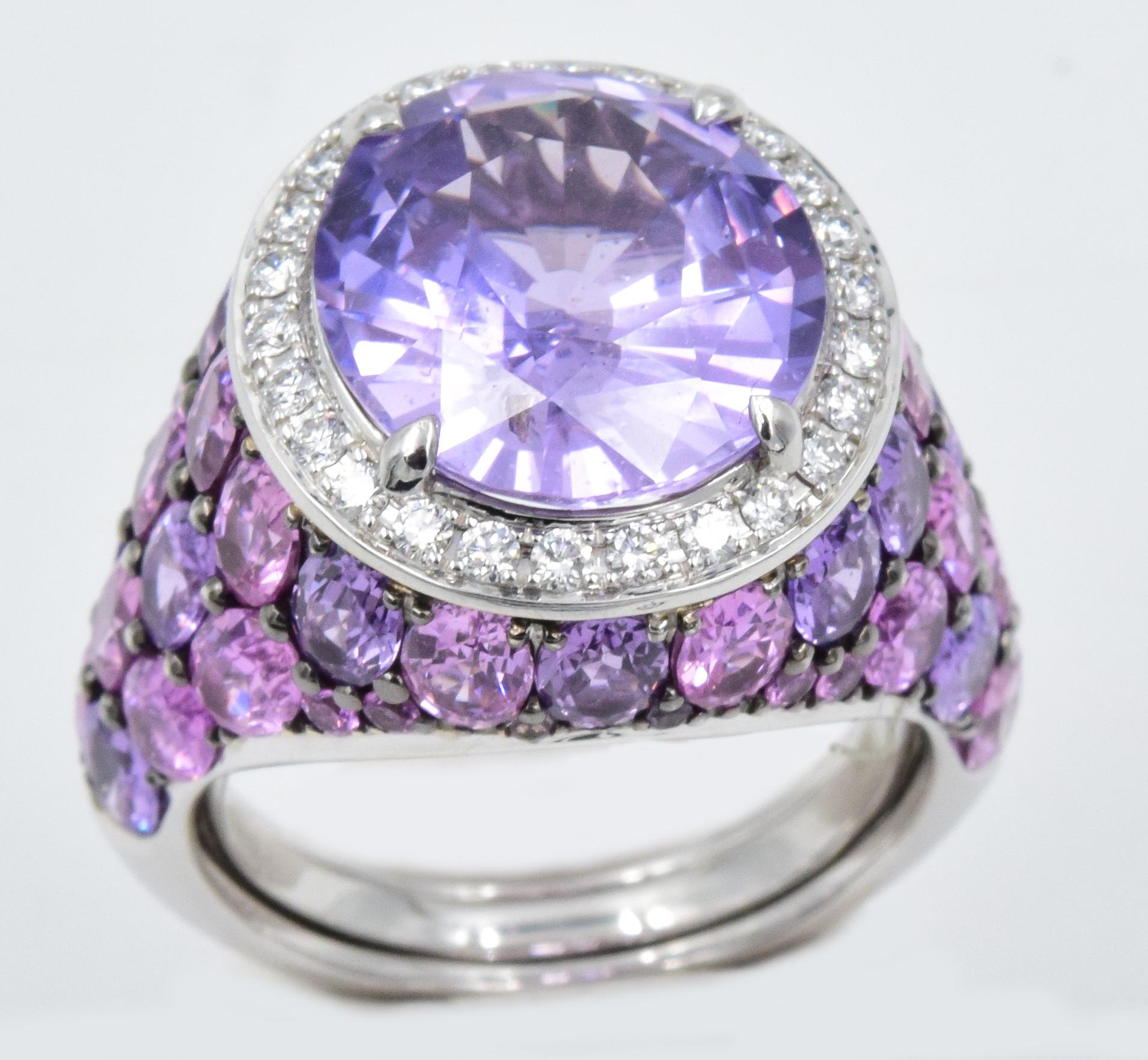 Robert Procop American Glamour Purple and Pink Sapphire Ring in 18 Karat 4