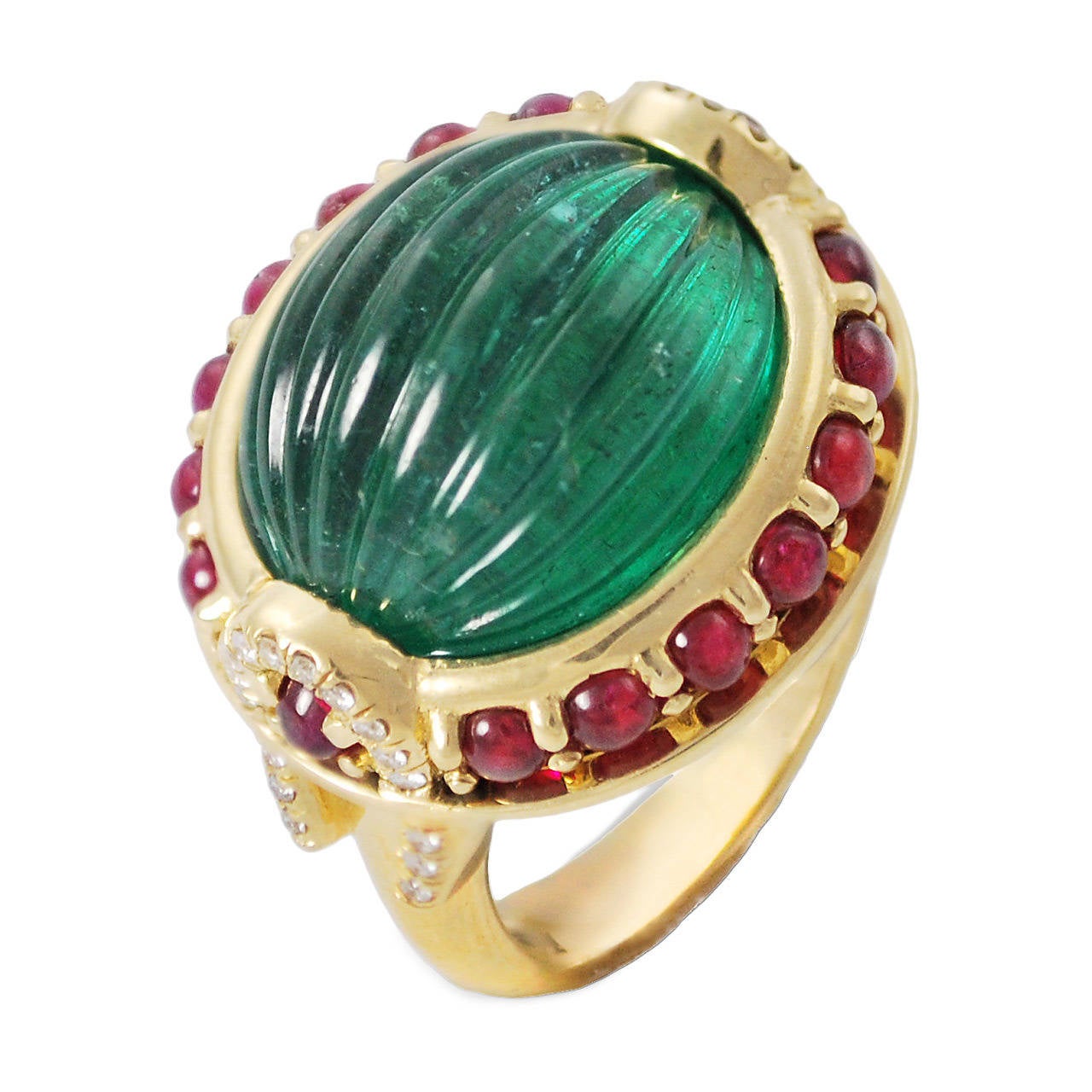 An Emerald, Ruby, Diamond and Gold 'Secret' Ring by Monica Rich Kosann For Sale