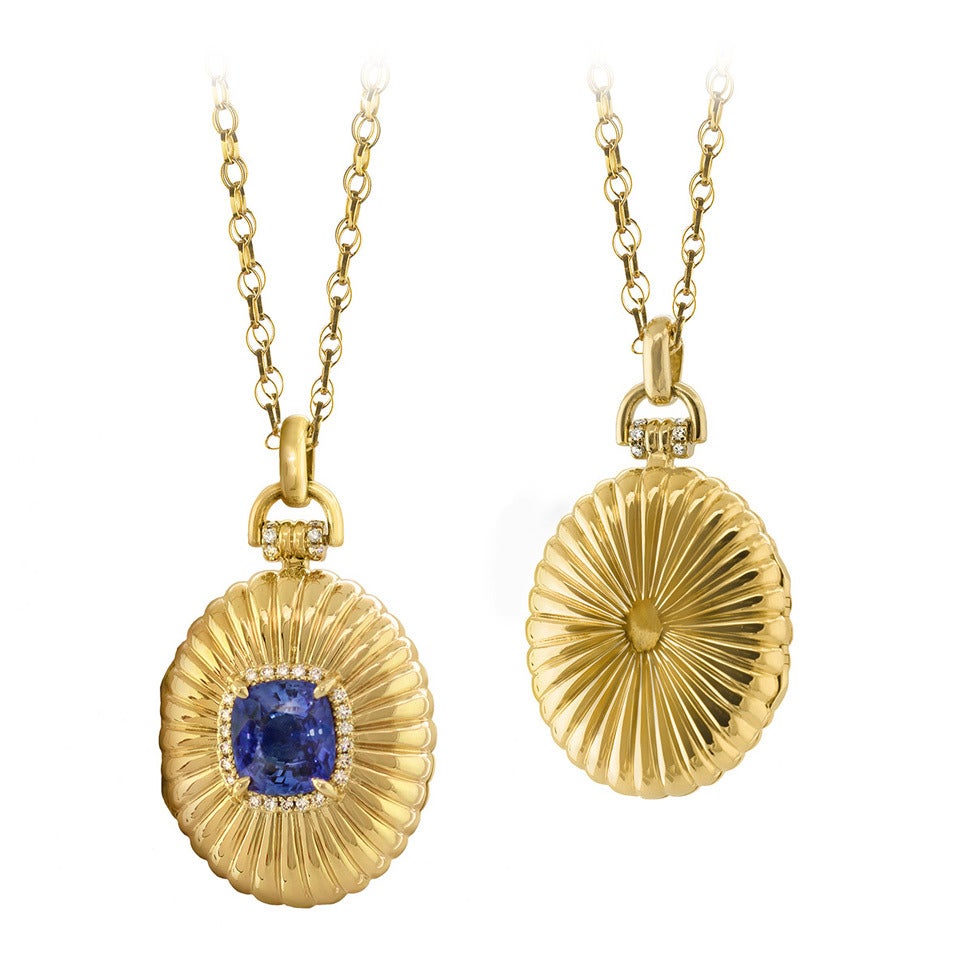 A Sapphire, Diamond and Gold Locket by Monica Rich Kosann For Sale