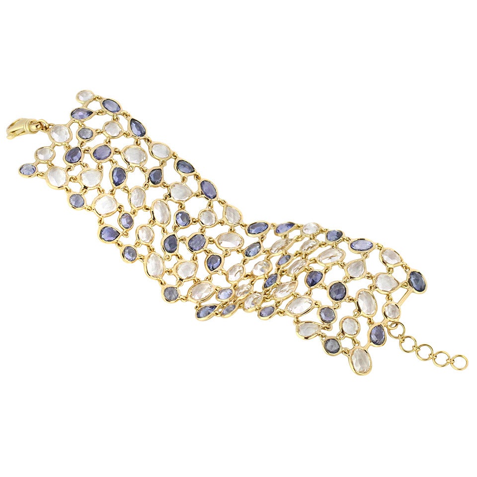 A Sapphire, Rock Crystal and Gold Bracelet by Monica Rich Kosann For Sale