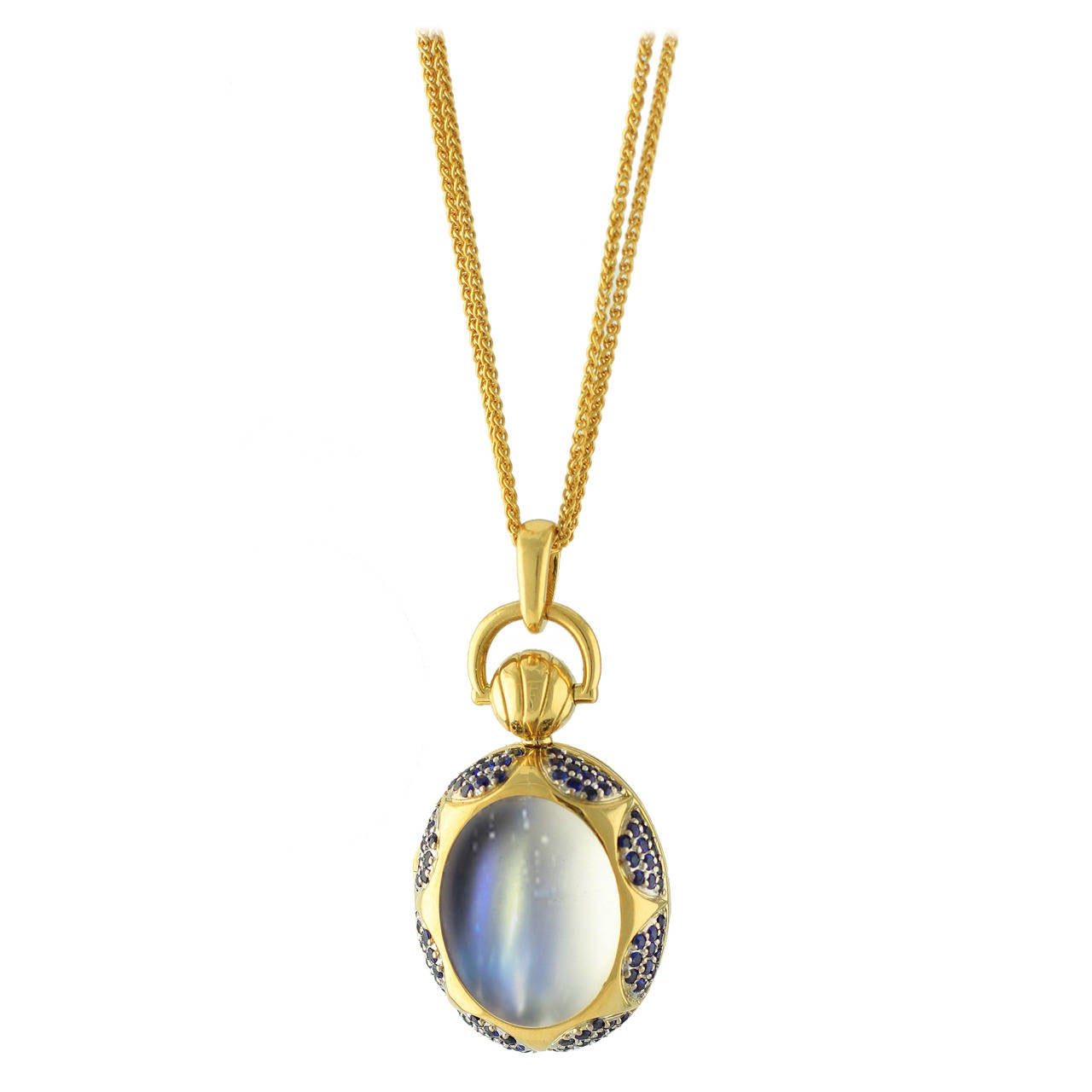 A Moonstone, Sapphire and Gold Locket by Monica Rich Kosann For Sale
