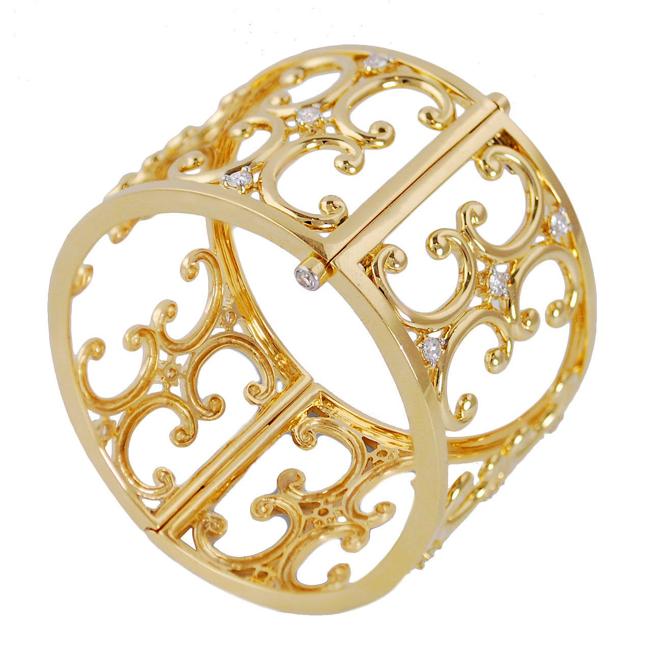 A Diamond and Gold Gate Cuff Bracelet by Monica Rich Kosann For Sale