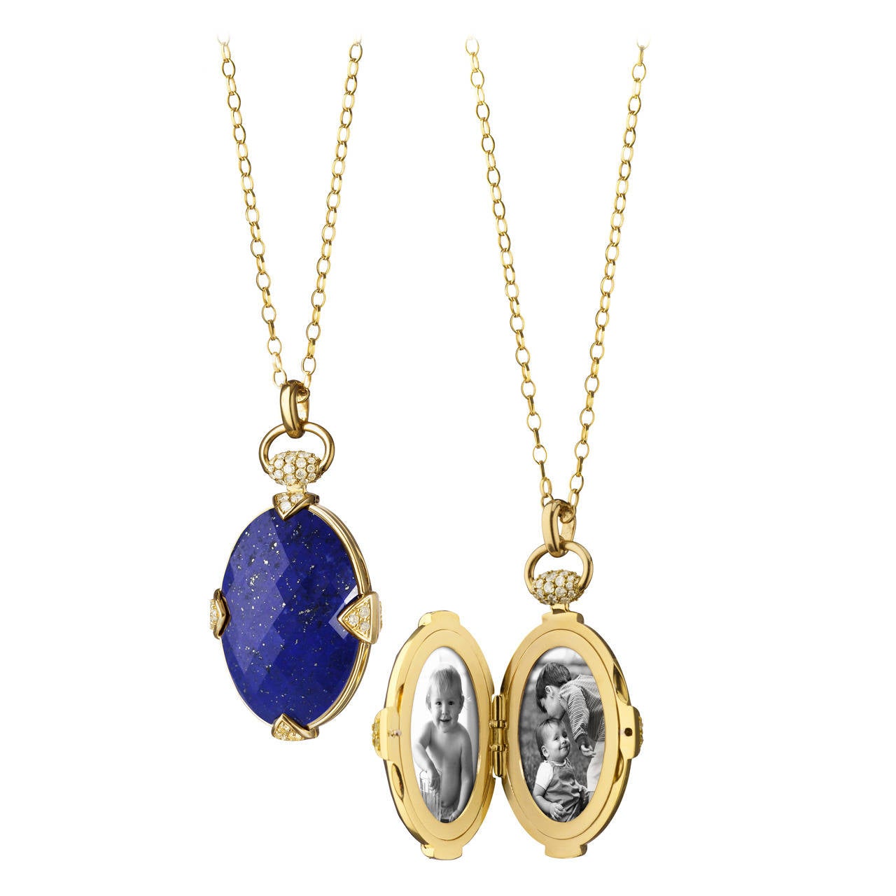 A Lapis Lazuli Diamond Gold Limited Edition Locket by Monica Rich Kosann For Sale