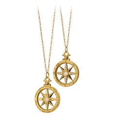 A Diamond, Moonstone and Gold Global Compass Necklace by Monica Rich Kosann