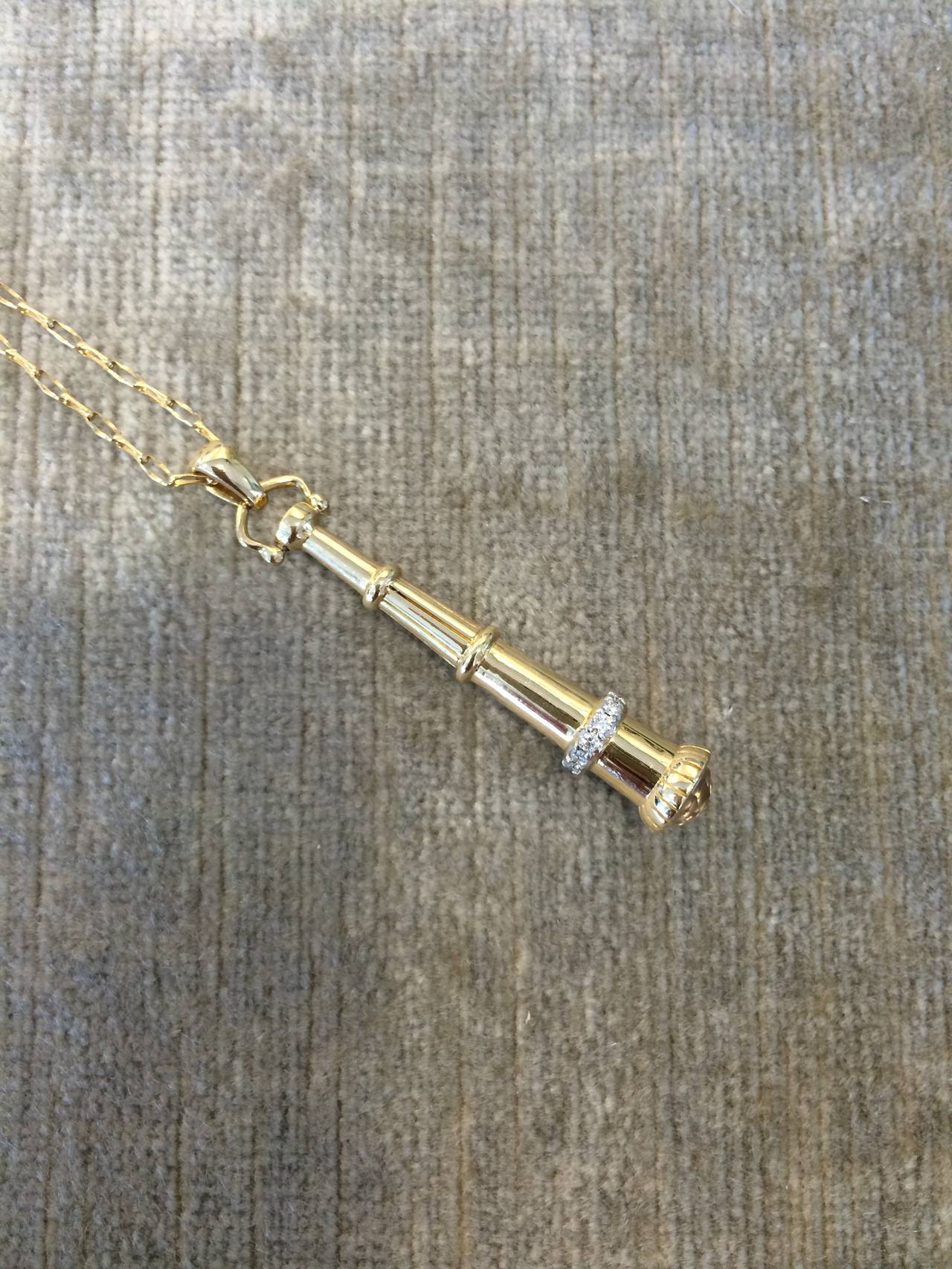 A Diamond, Rock Crystal and Gold Telescope Charm Necklace by Monica Rich Kosann For Sale 1