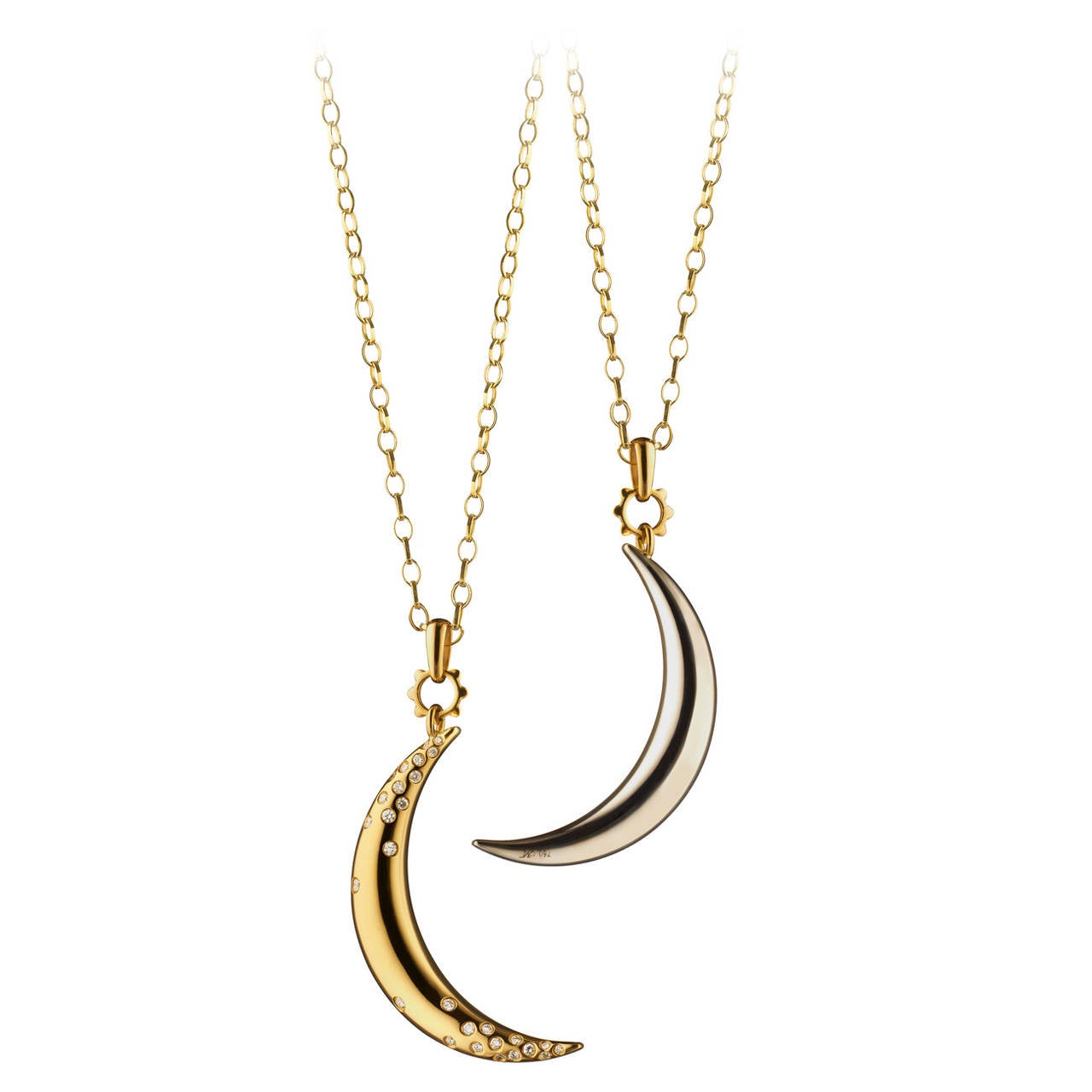 A Gold and Diamond Moon Charm Necklace by Monica Rich Kosann For Sale