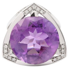 Mauboussin "Mes Couleurs À Toi" Amethyst Diamonds 18 Carat White Gold Ring