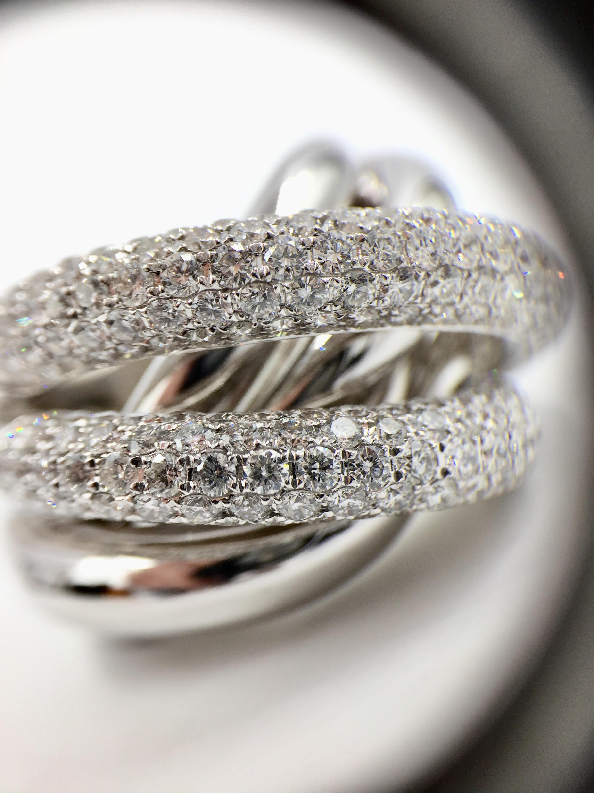 Bessa 18 Karat White Gold Multi-Row Diamond Ring In New Condition In Pikesville, MD