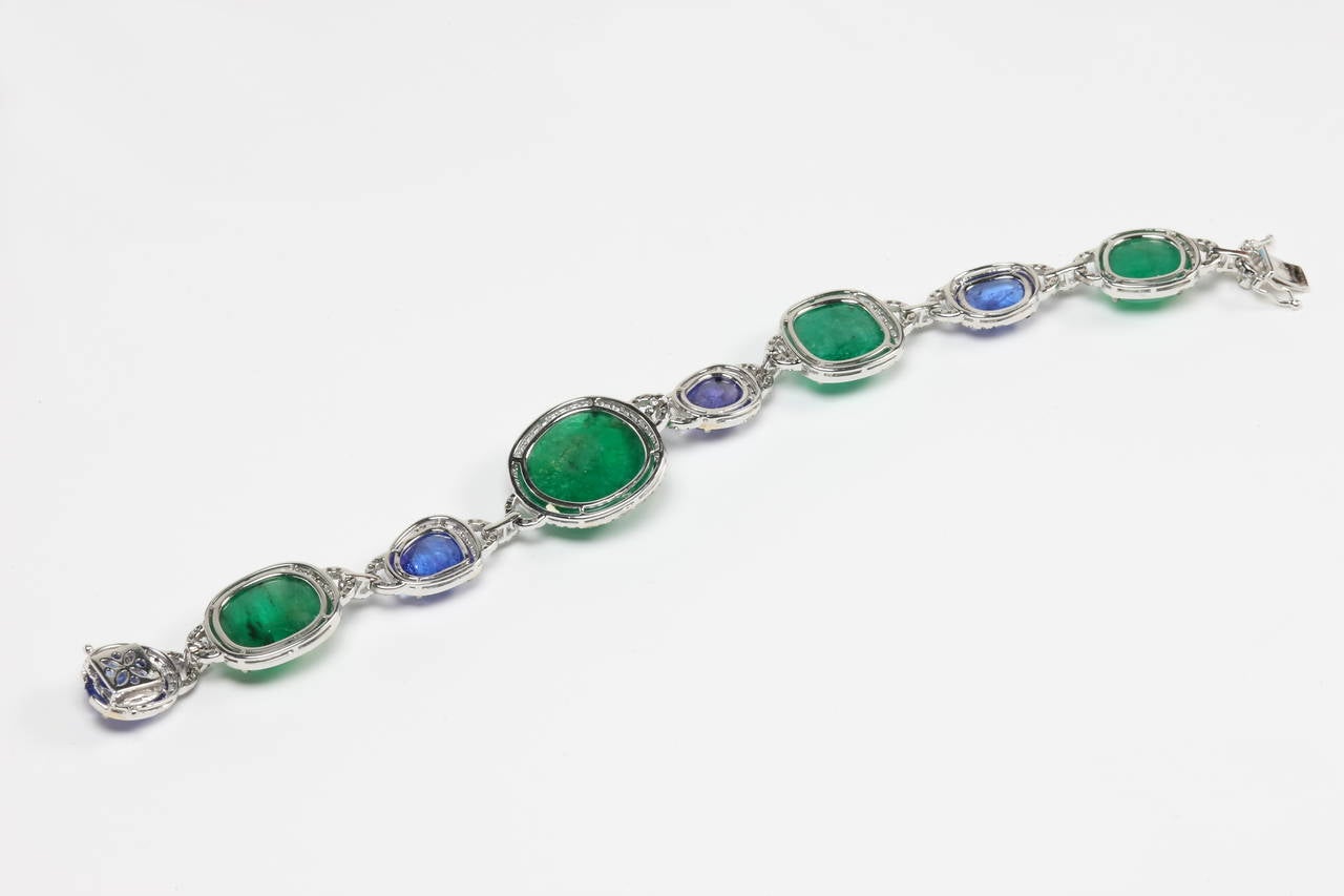 Tanzanite Emerald Gold Bracelet