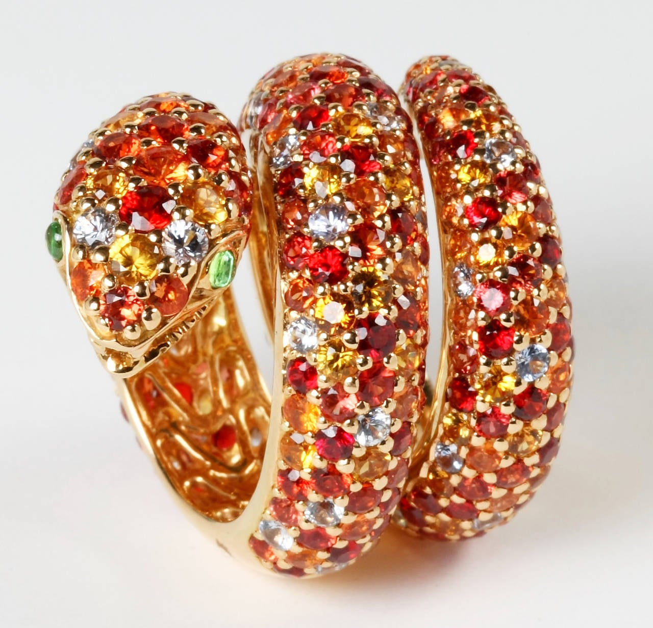 Women's Fancy Sapphire Gold Snake Ring For Sale