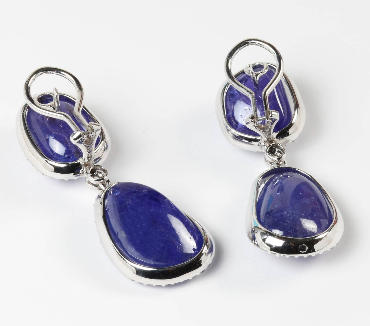 Double Tanzanite Diamond Gold Drop Earrings