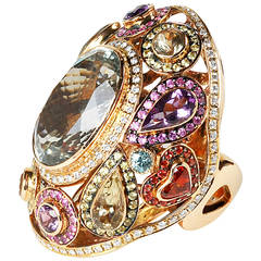 Vibrant Multi Gemstone Gold Ring