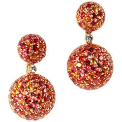 Fancy Sapphire Gold Ball Earrings