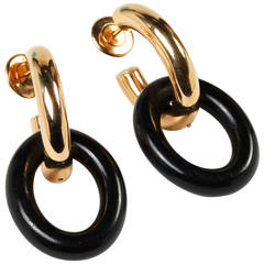 Ebony Wood Gold Link Earrings