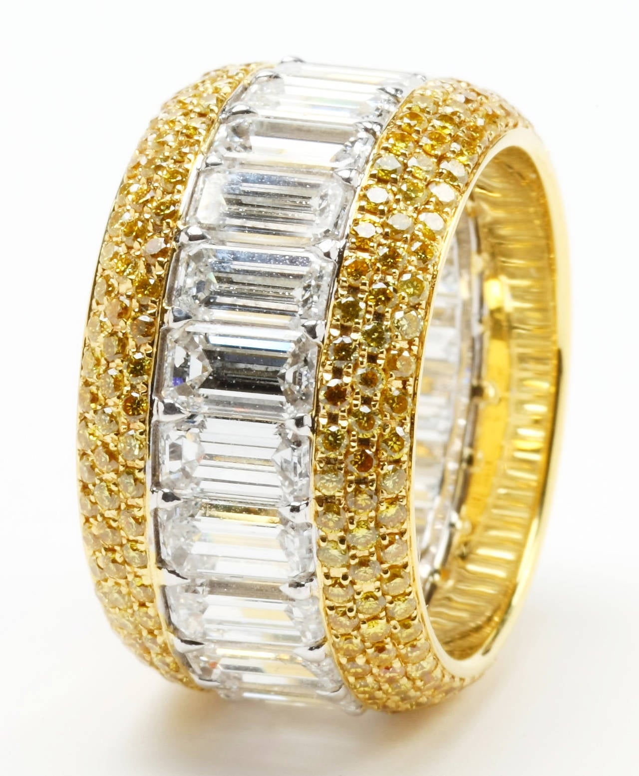 Yellow and White Diamond Gold Eternity Ring