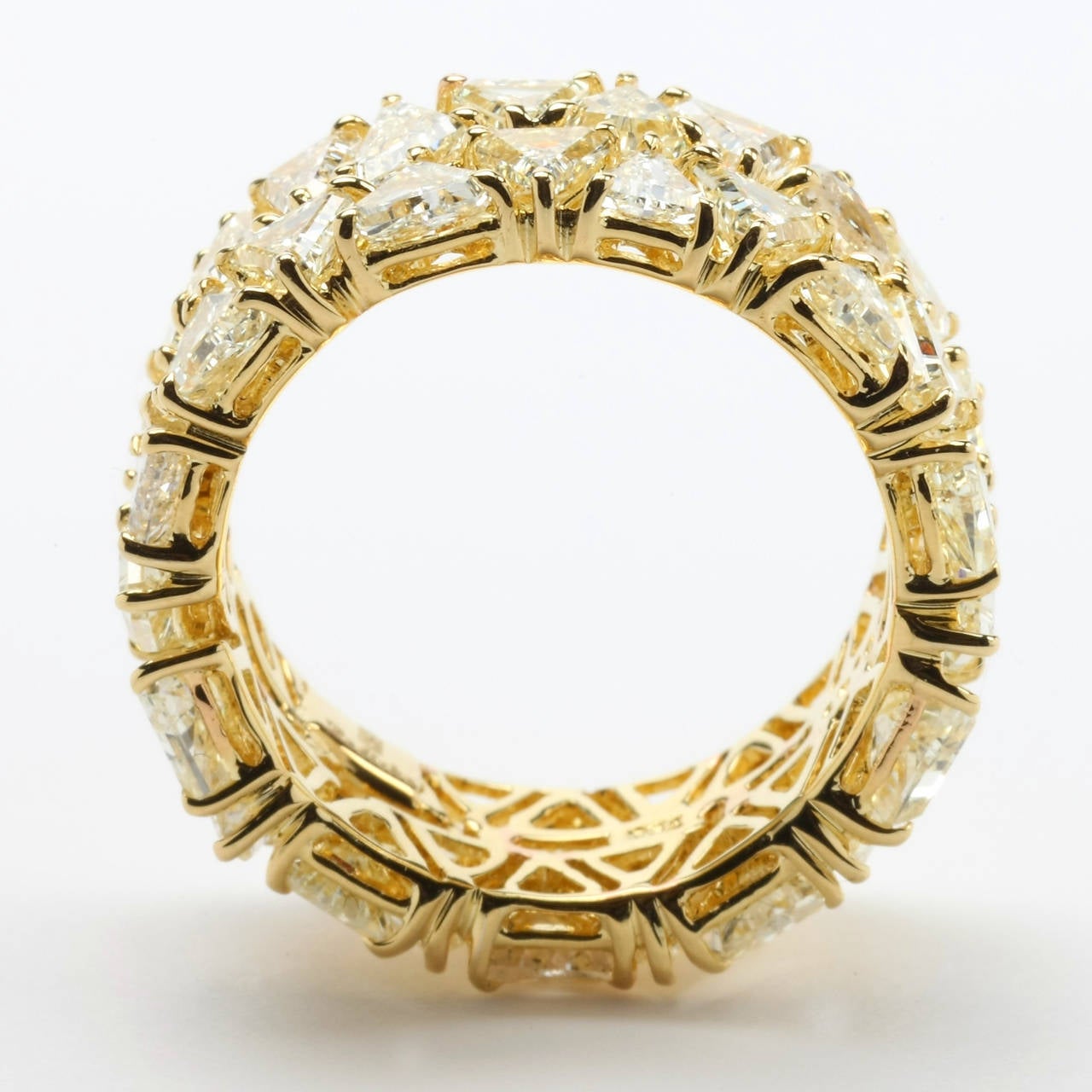 Mix Fancy Cut Diamond Gold Eternity Ring In New Condition For Sale In New York, NY