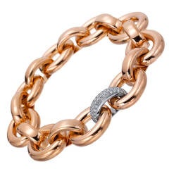 Diamond Gold Oval Link Bracelet