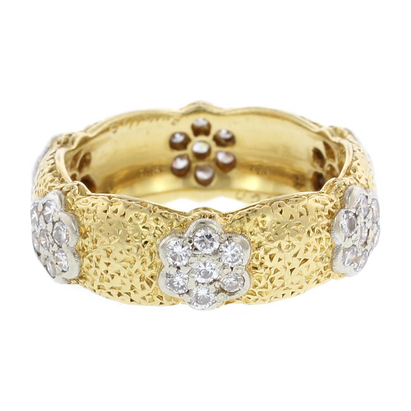 Buccellati 18 Karat Yellow Gold Diamond Band Ring For Sale