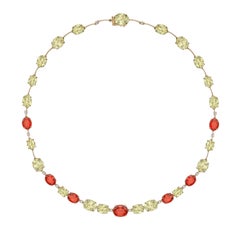 Kiki McDonough 18 Carat Yellow Gold Lemon Quartz and Fire Opal Necklace