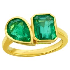 Toi et Moi 2 Stone Ring Emerald 14K