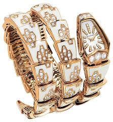 Bulgari Ladies Yellow Gold Diamond Mother of Pearl Serpenti Quartz Wristwatch 8